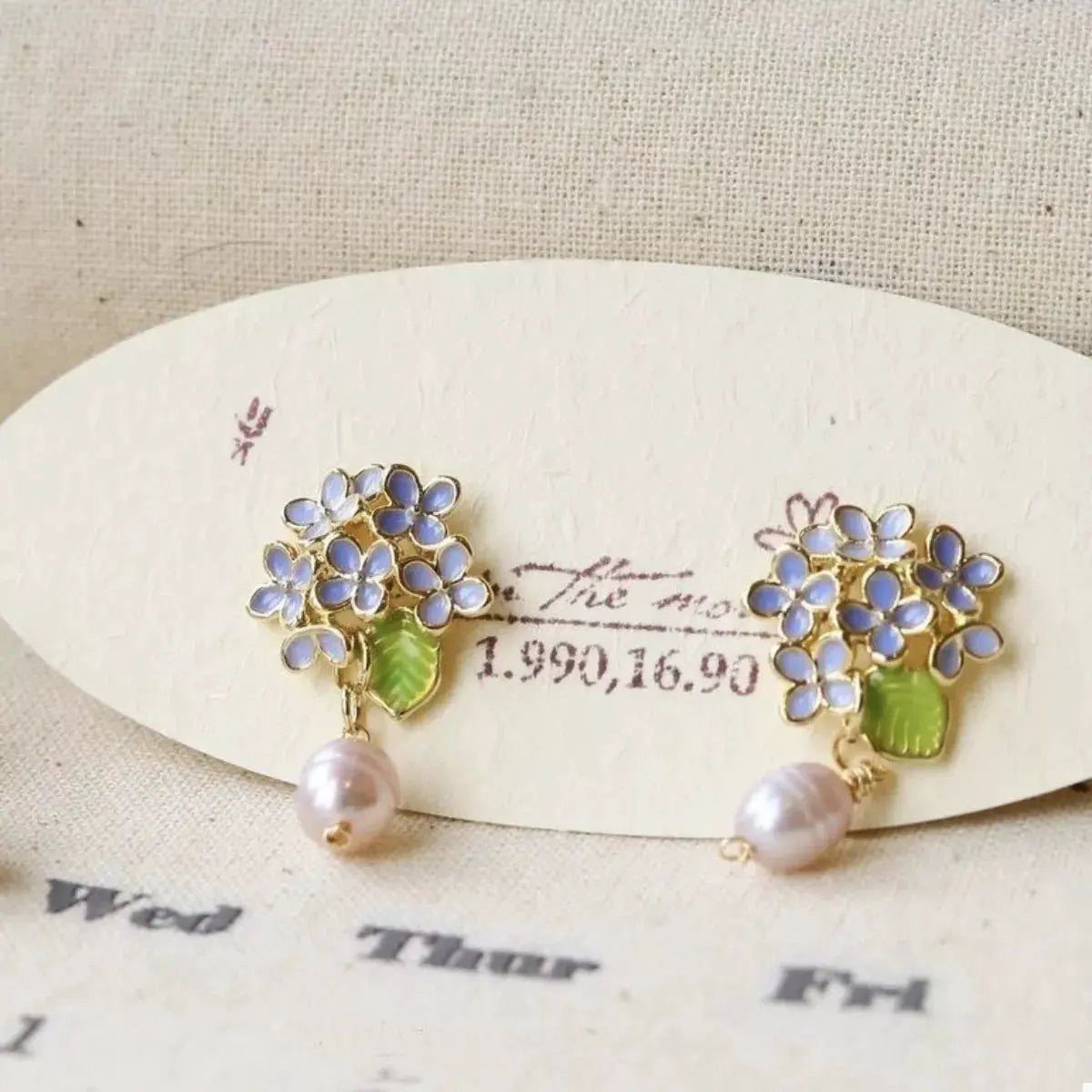 Flower Pearl Drop Earrings by Partner Label
