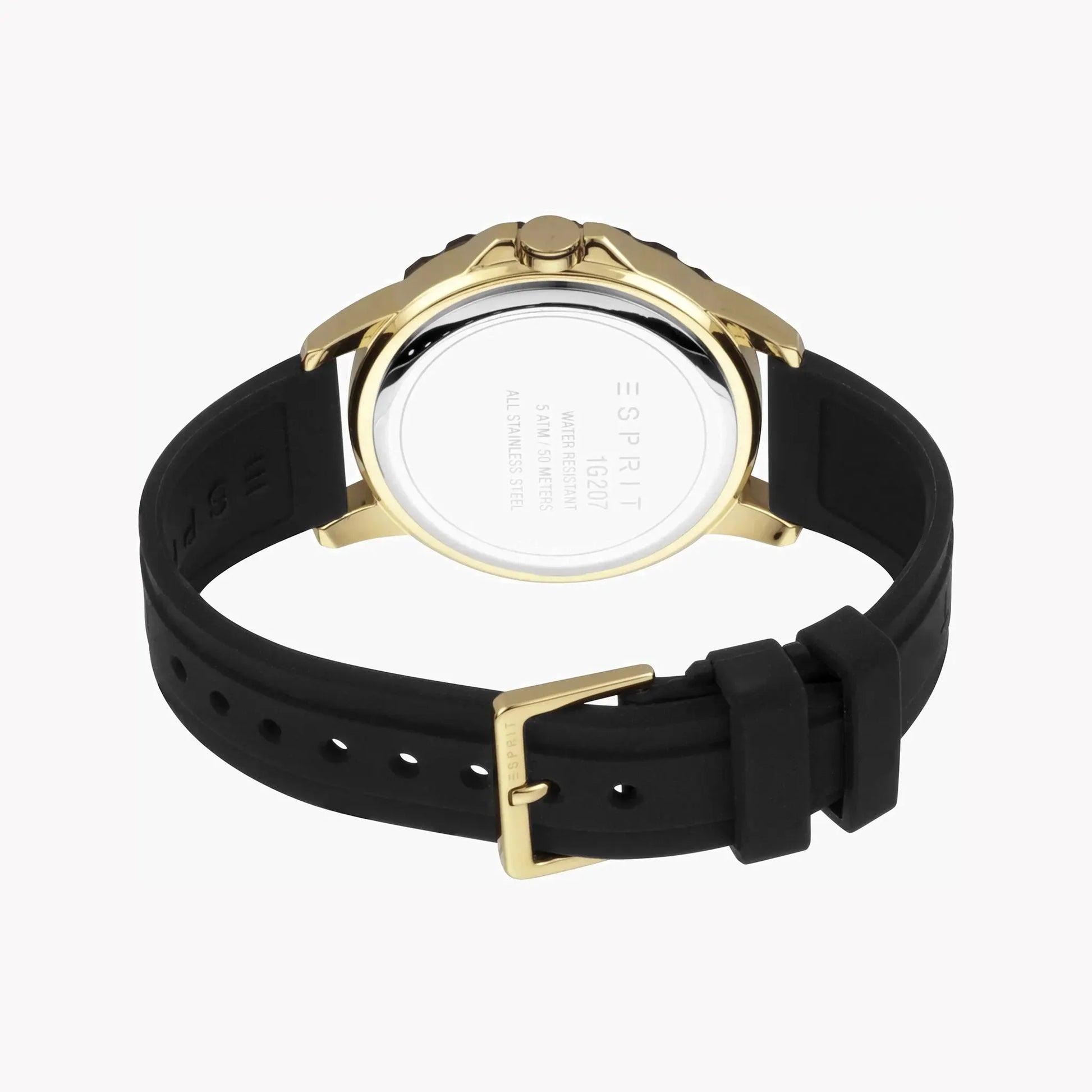 Esprit Men's Silver Dial Watch, Black Rubber Band | Es1g069m0025 by ESPRIT