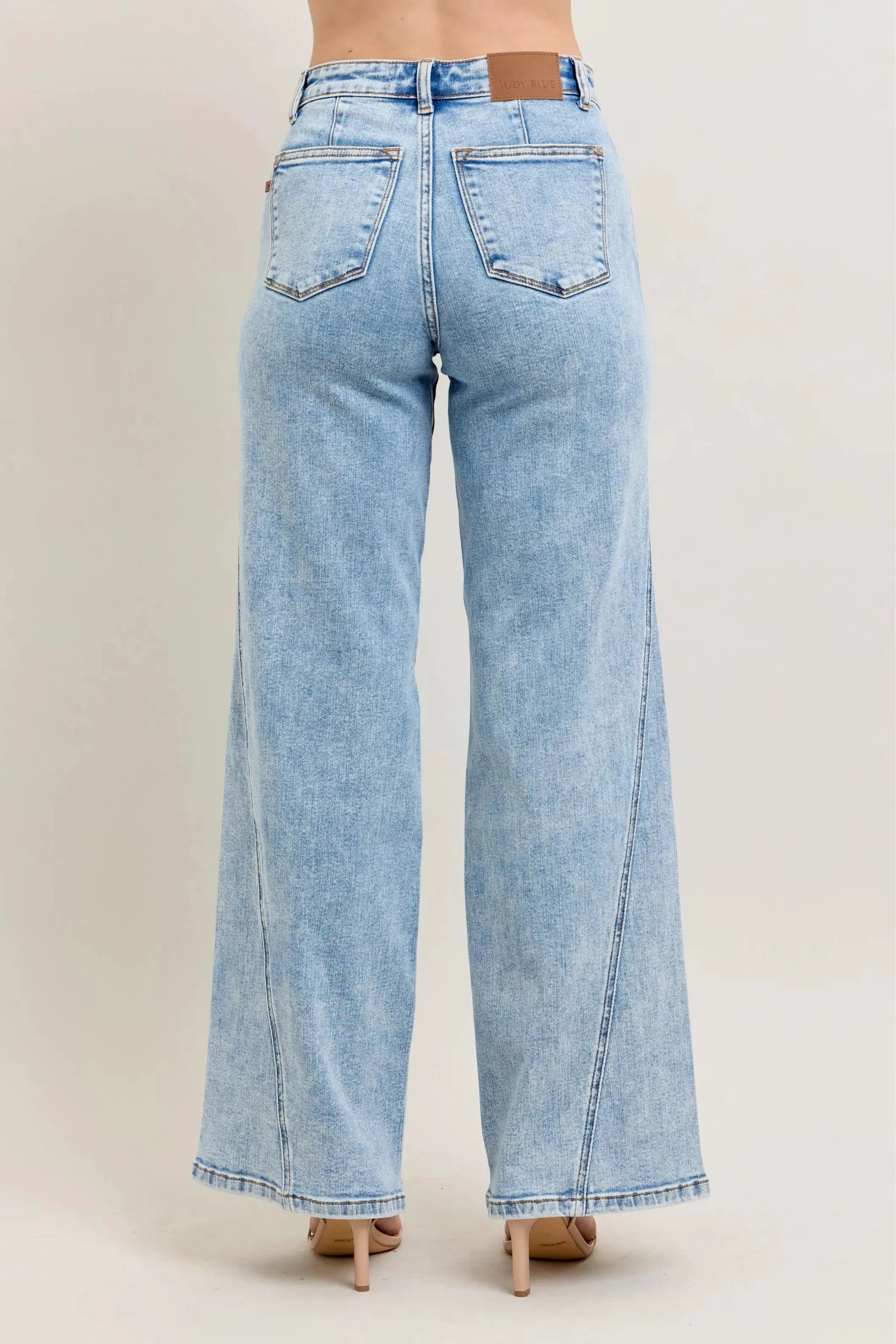 Judy Blue Full Size High Waist Wide Leg Jeans with Skewed Inseam Plus Size by Judy Blue