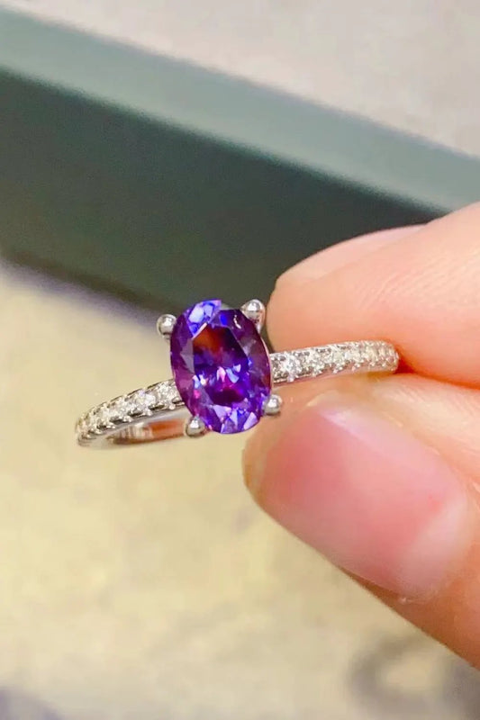1 Carat Purple Moissanite 4-Prong Ring by Partner Label