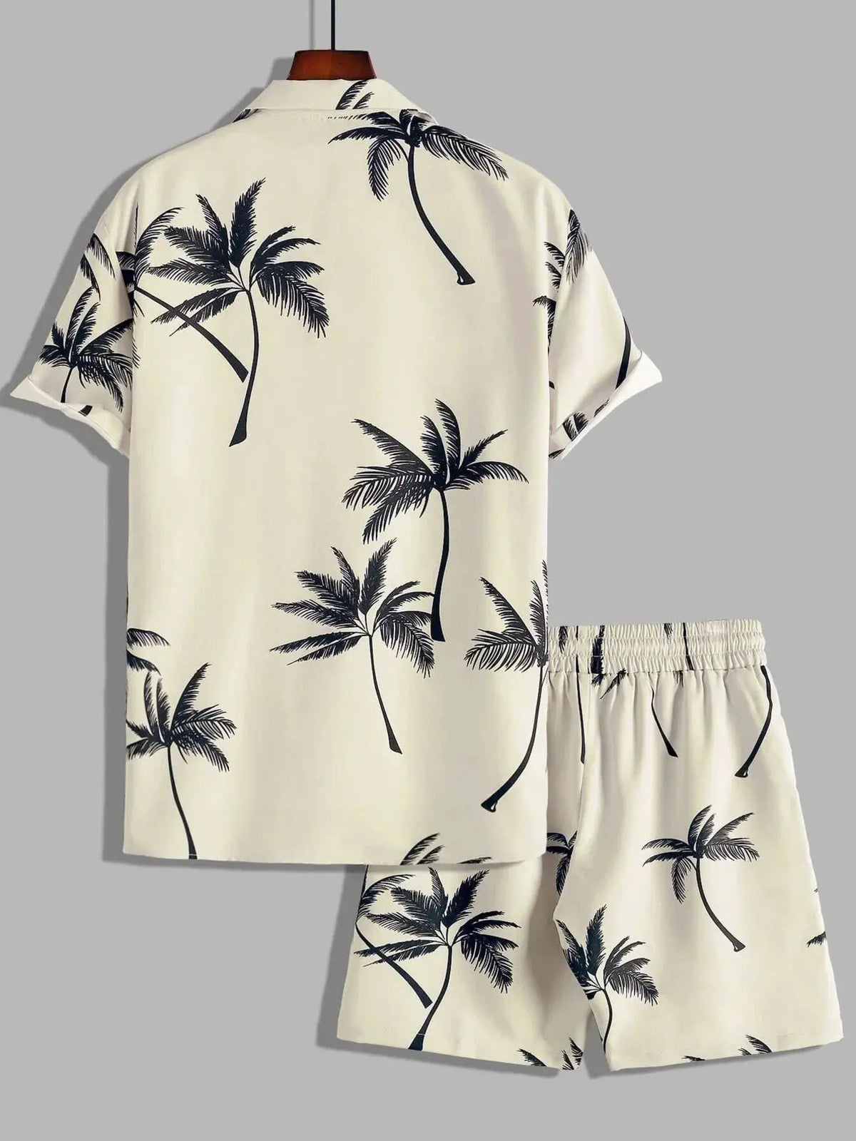 Men's Full Size Palm Print Button Up Shirt and Shorts Set Plus Size by Trendsi