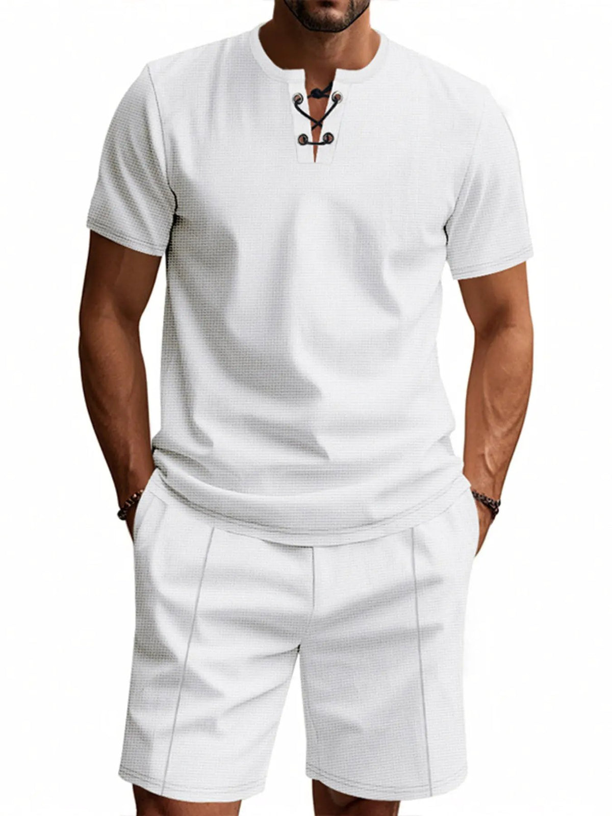 Men's Full Size Casual Short Sleeve Top & Shorts Set Plus Size by Trendsi