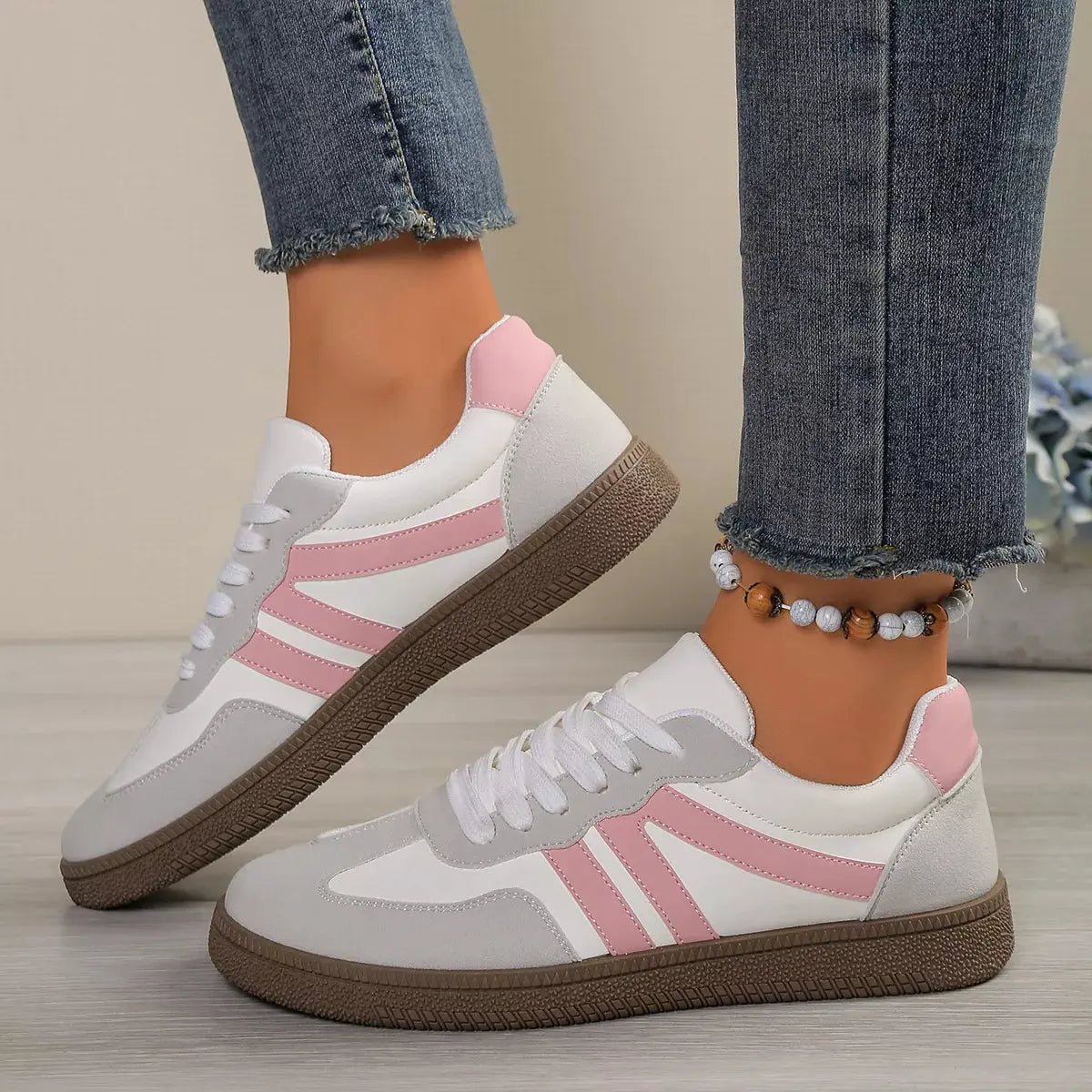 Striped Lace‑Up Casual Sneakers | Partner Labels Selection by Partner Label