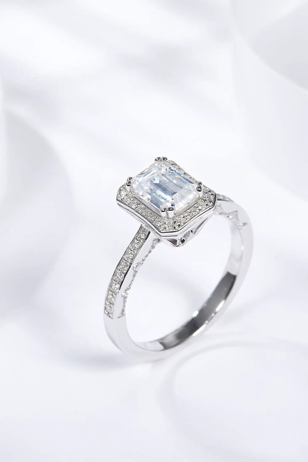 1 Carat Moissanite 925 Sterling Silver Halo Ring by Partner Label