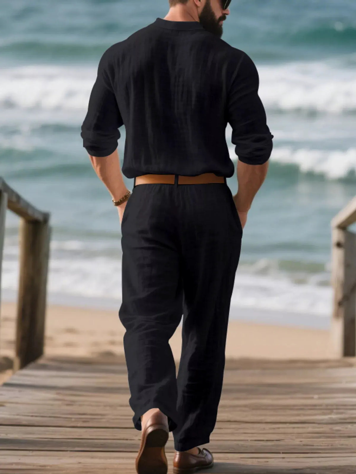 Men's Full Size Long Sleeve Top and Pants Set Plus Size by Trendsi