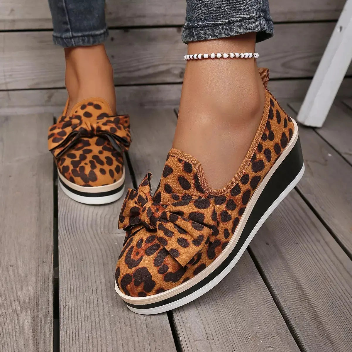 Leopard Print Platform Loafers by Partner Label