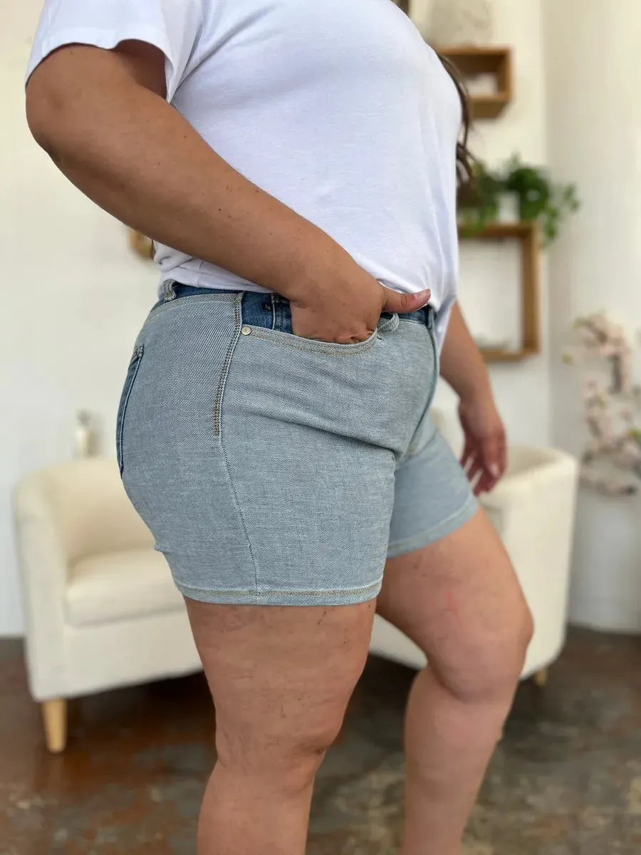 Judy Blue Full Size Color Block Denim Shorts by Judy Blue