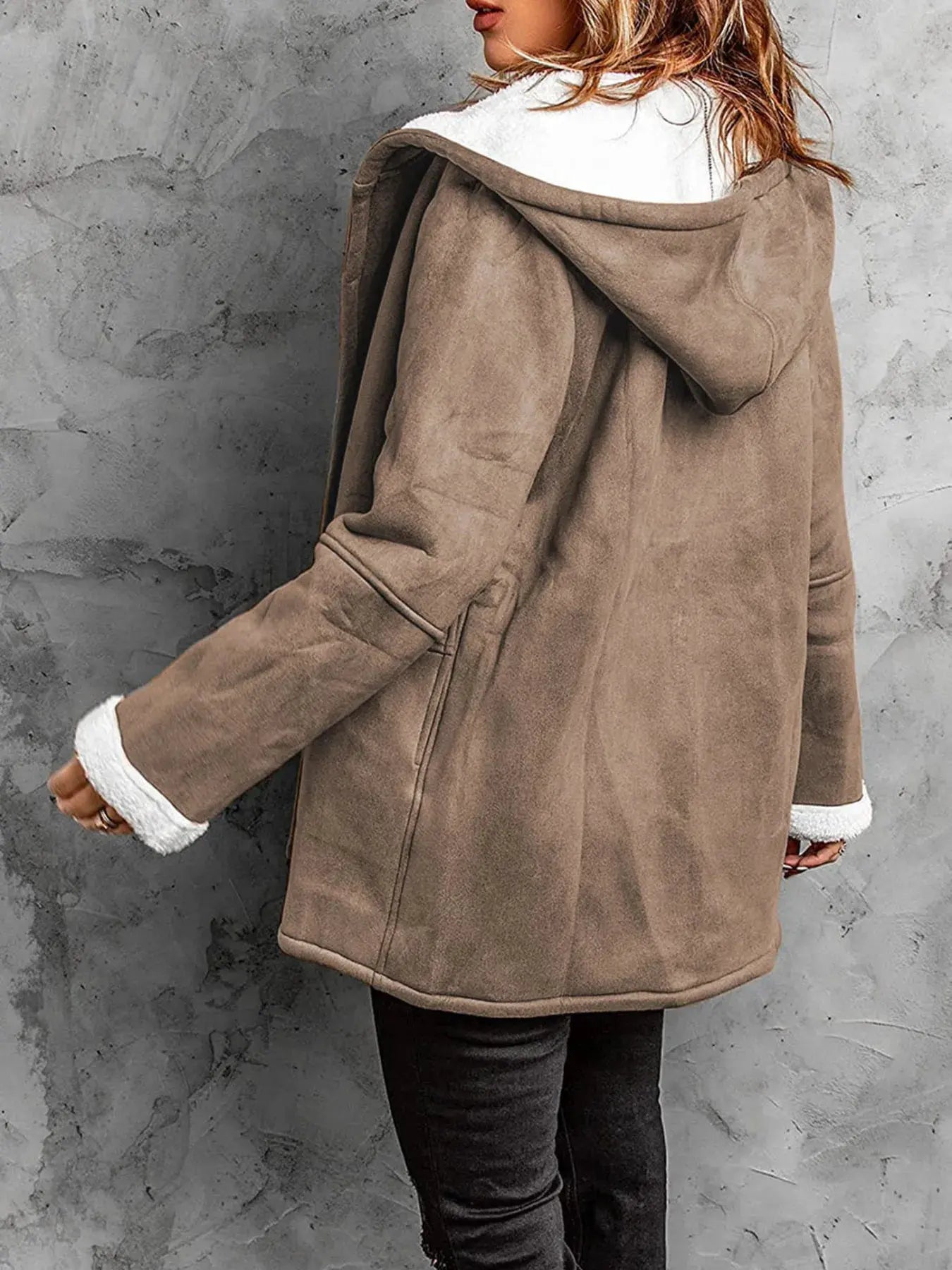 Full Size Cozy Sherpa Lined Toggle Coat with Hood Plus Size | Partner Labels Selection by Partner Label