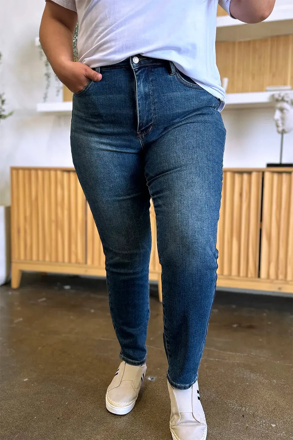 Judy Blue Full Size Tummy Control High Waist Slim Jeans by Judy Blue