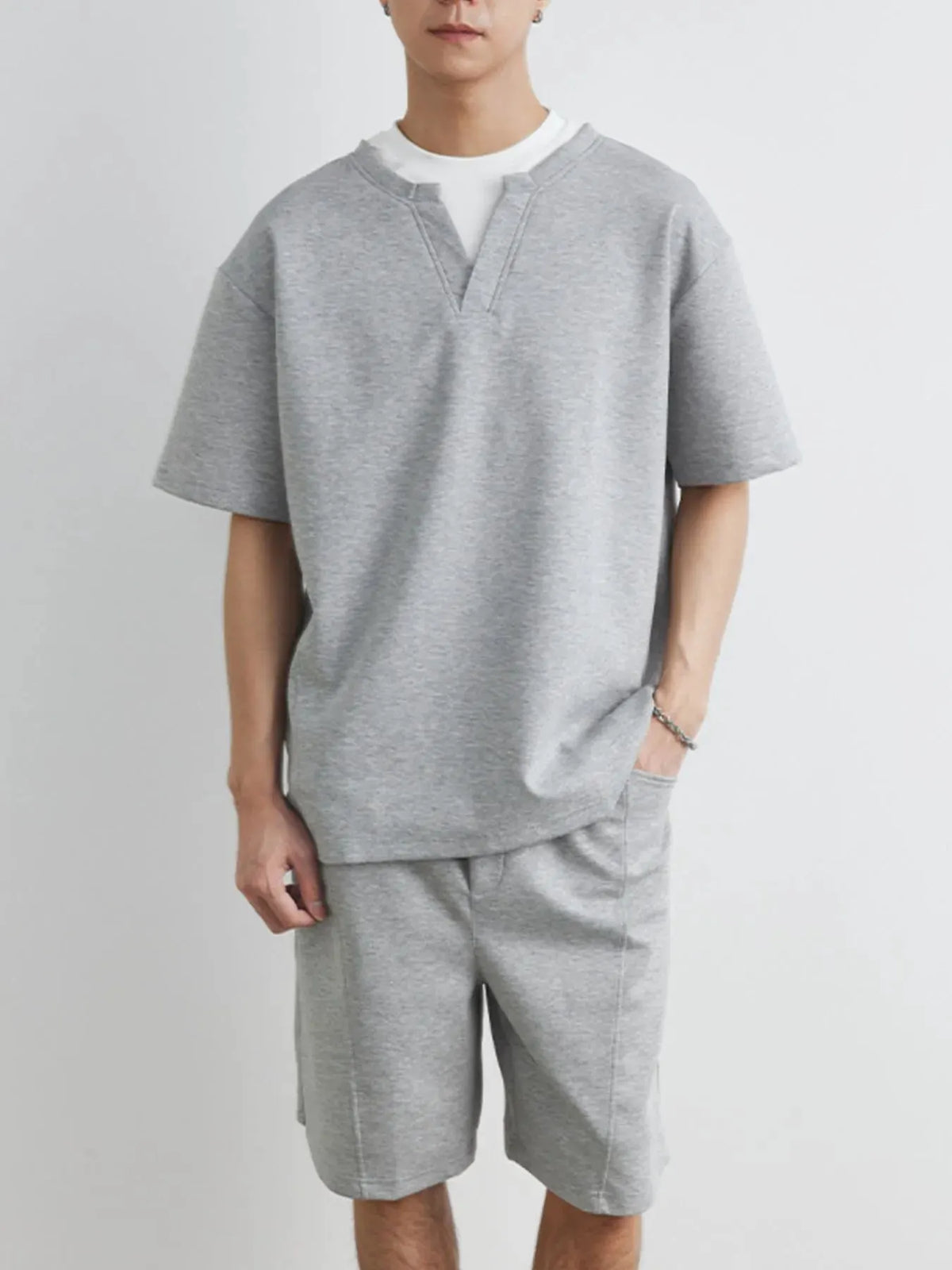 Men's Plus Size Half Sleeve Top and Shorts Set by Partner Label