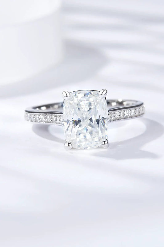3 Carat Moissanite Platinum-Plated Side Stone Ring by Partner Label