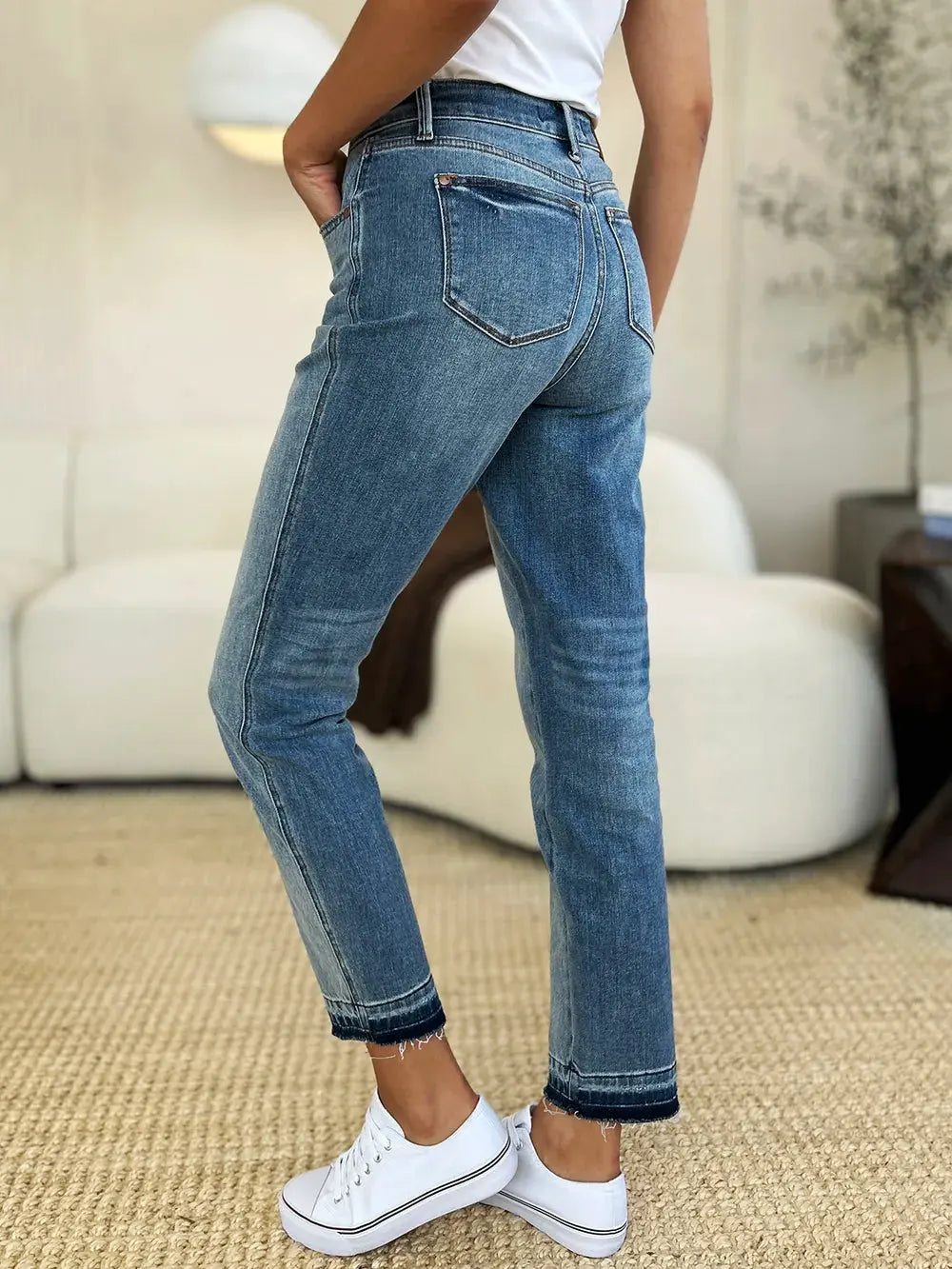Judy Blue Full Size Mid Rise Rigid Magic Release Hem Jeans by Judy Blue