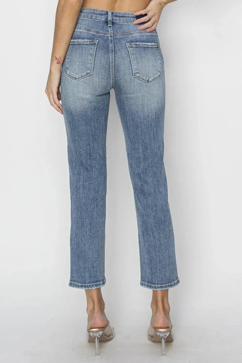 RISEN Full Size High Waist Distressed Cropped Jeans by RISEN