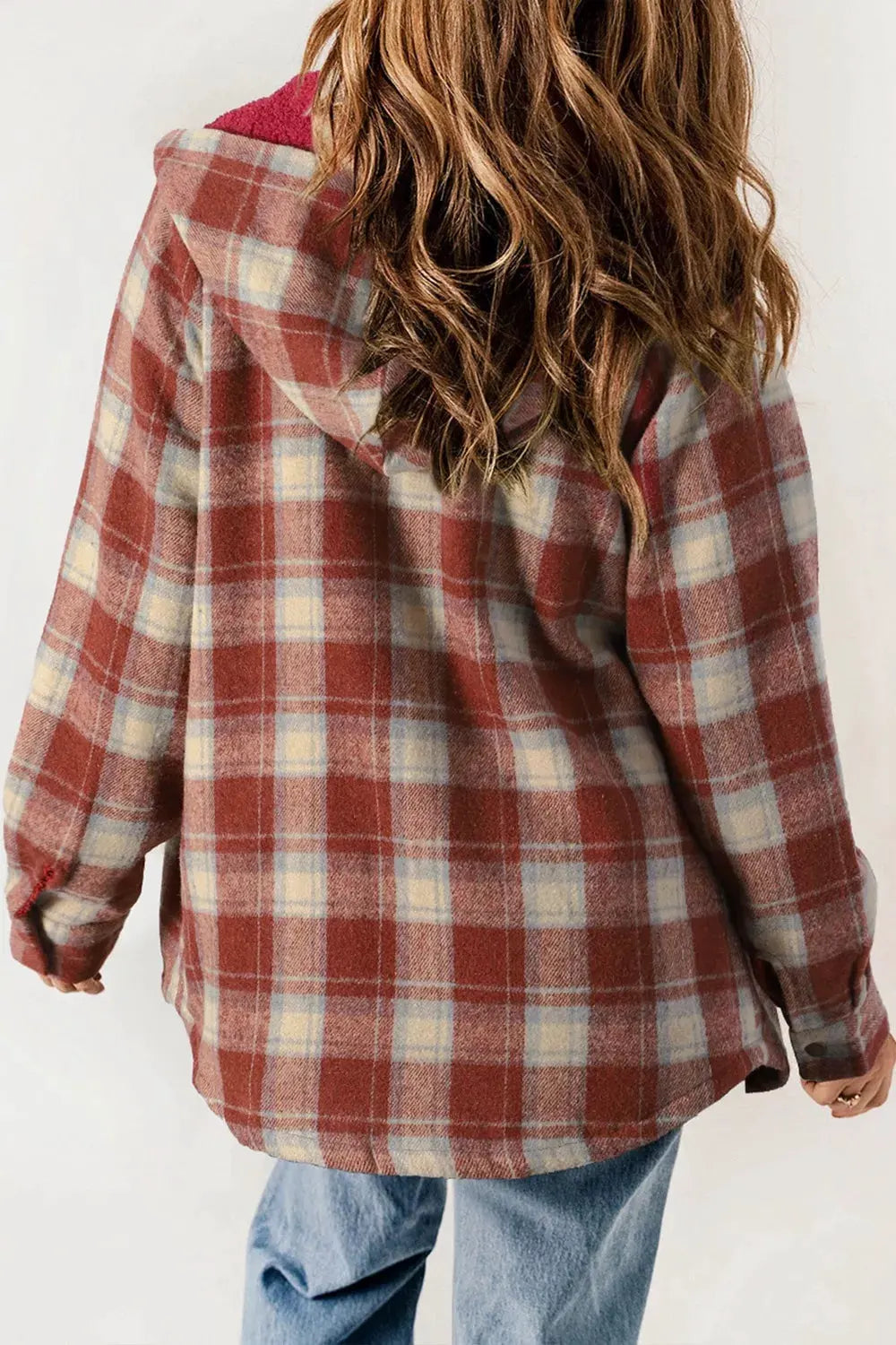 Fleece Lined Plaid Hooded Jacket by Partner Label
