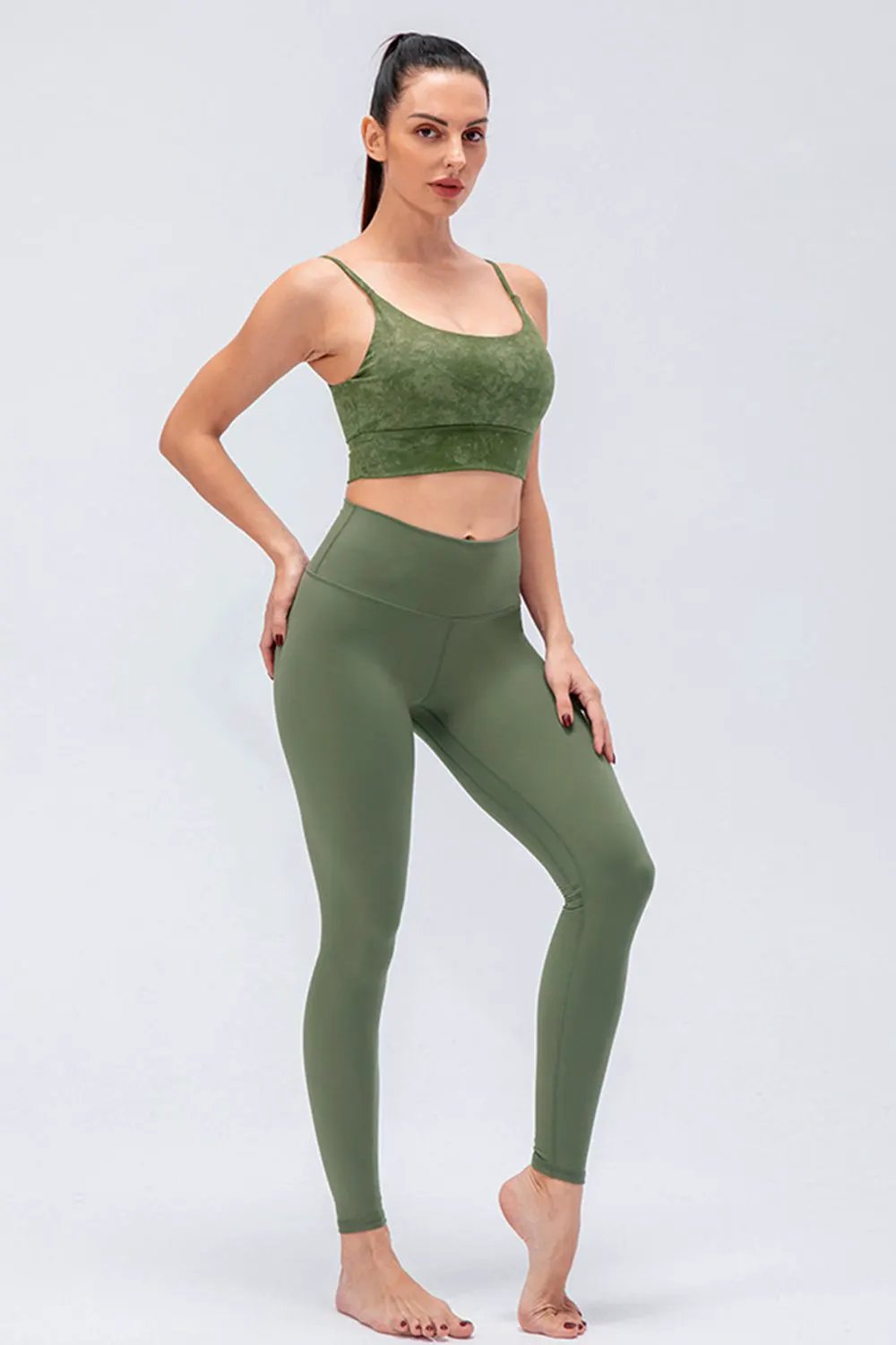 Wide Waistband Slim Fit Active Leggings by Partner Label