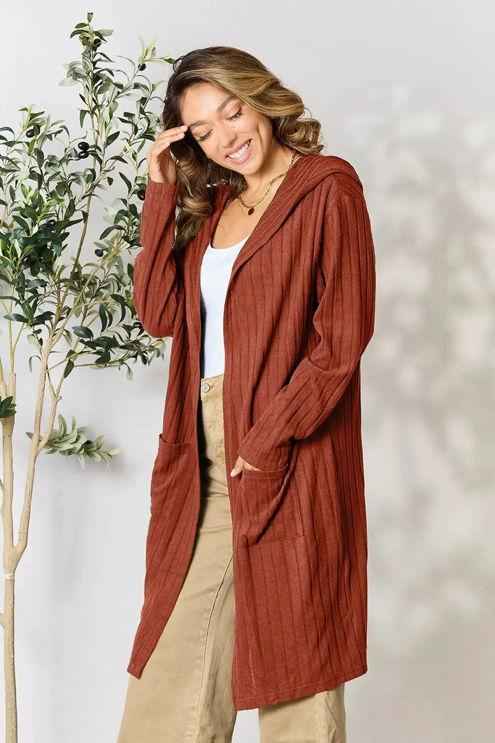 Basic Bae Full Size Hooded Sweater Cardigan by Basic Bae