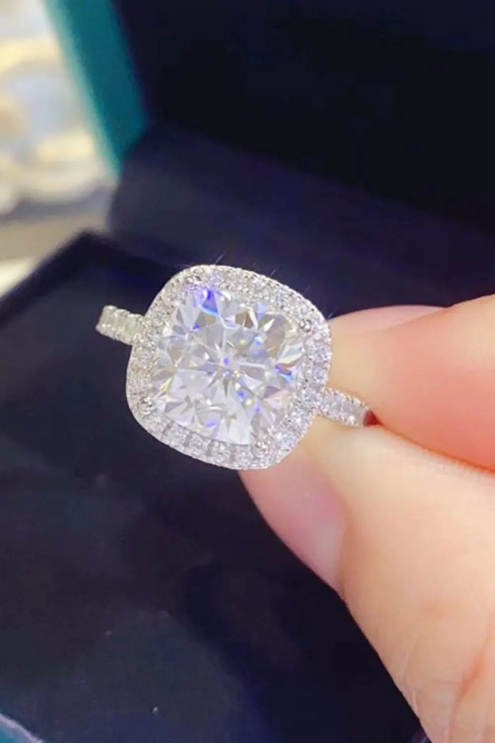 3 Carat Moissanite 925 Sterling Silver Square Ring by Partner Label
