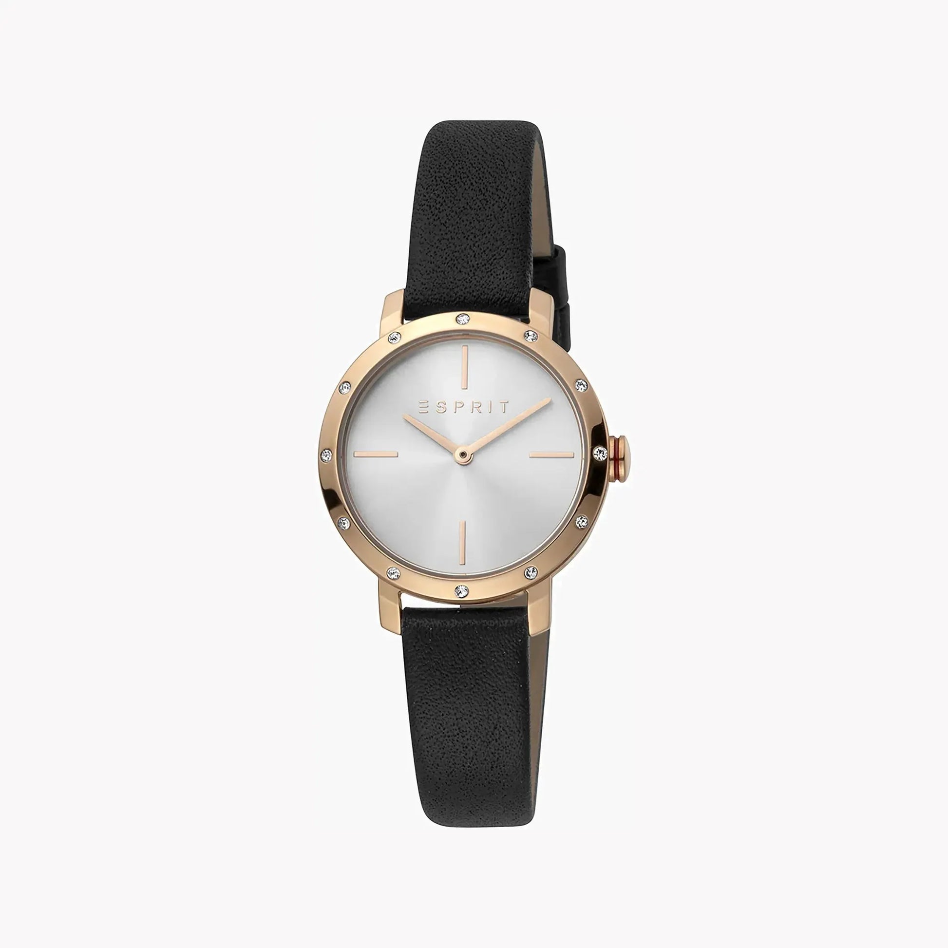 Esprit Women's Black Leather Watch, Silver Dial | Es1l050m0025 by ESPRIT