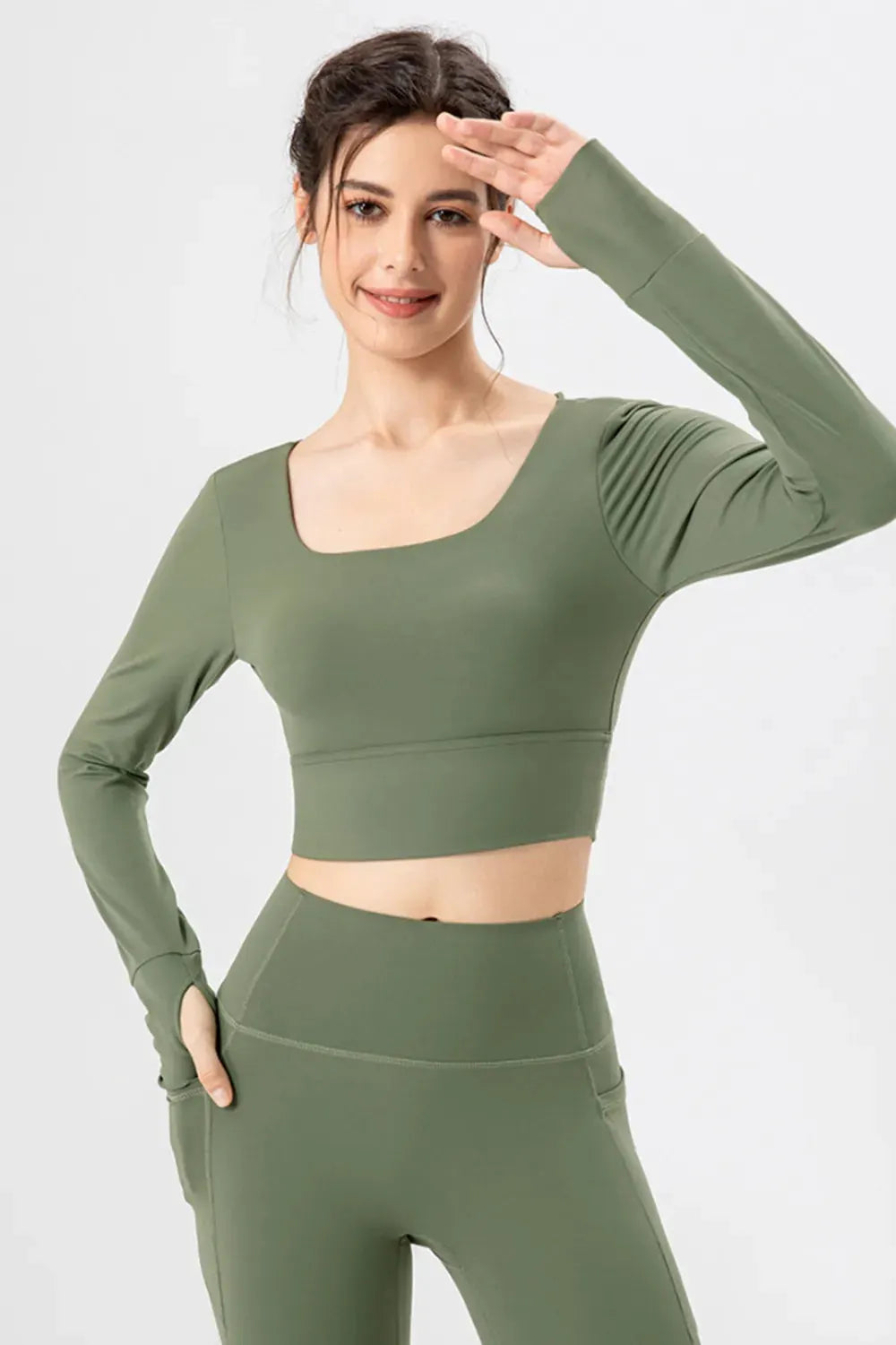 Square Neck Crisscross Active T-Shirt by Partner Label