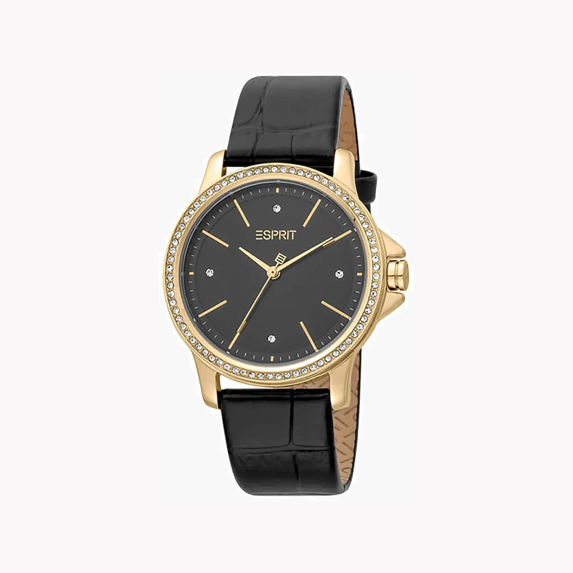 Esprit Women's Black Leather Watch, Black Dial | Es1l185m0065 by ESPRIT