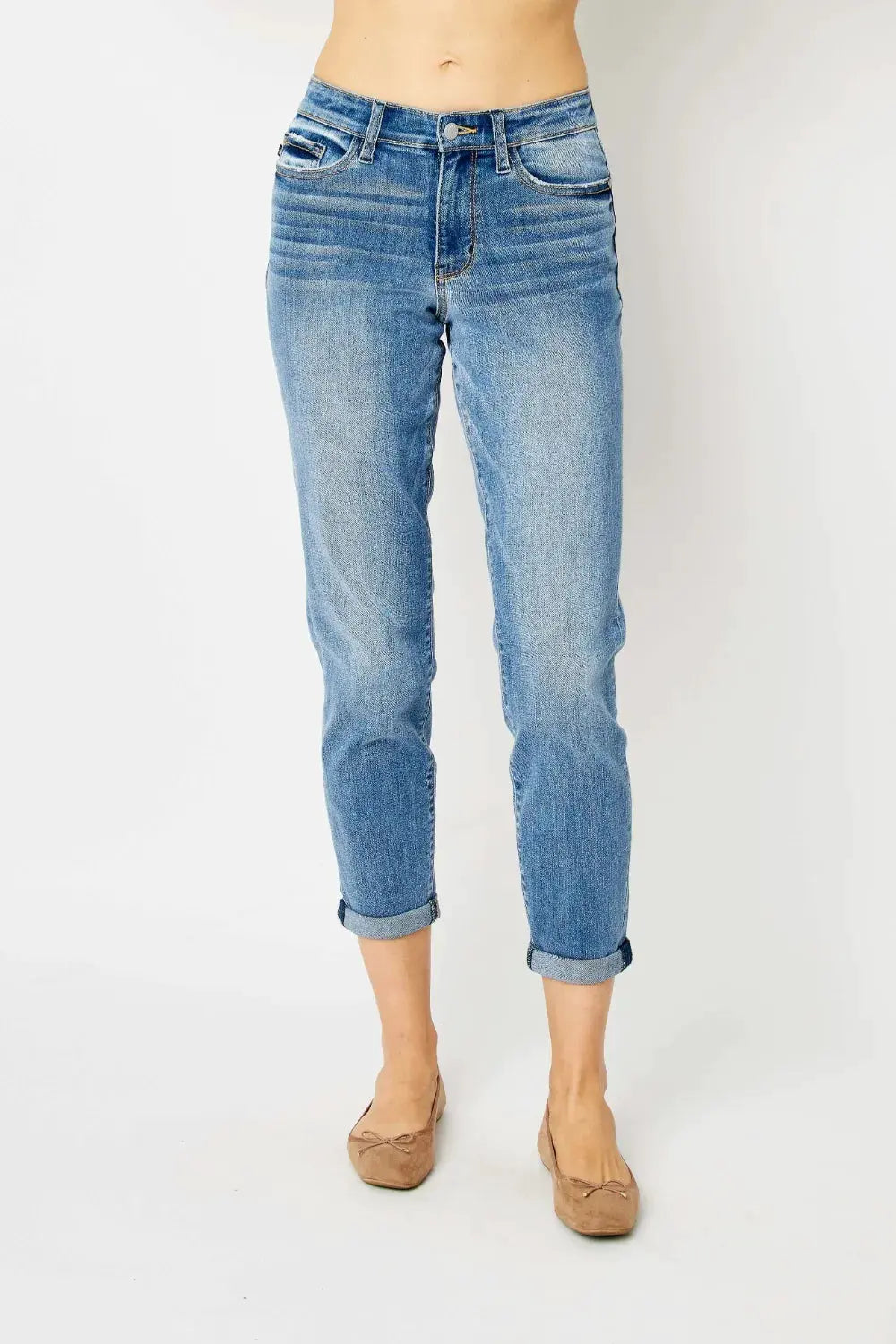 Judy Blue Full Size Cuffed Hem Slim Jeans by Judy Blue