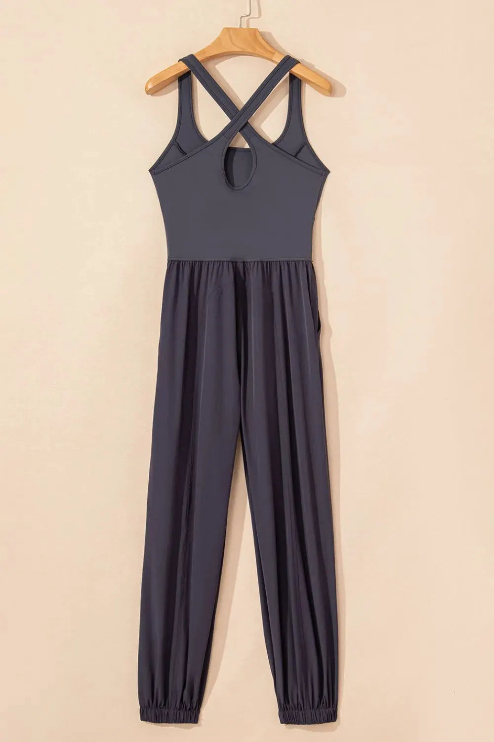 Cutout Square Neck Wide Strap Active Jumpsuit by Partner Label