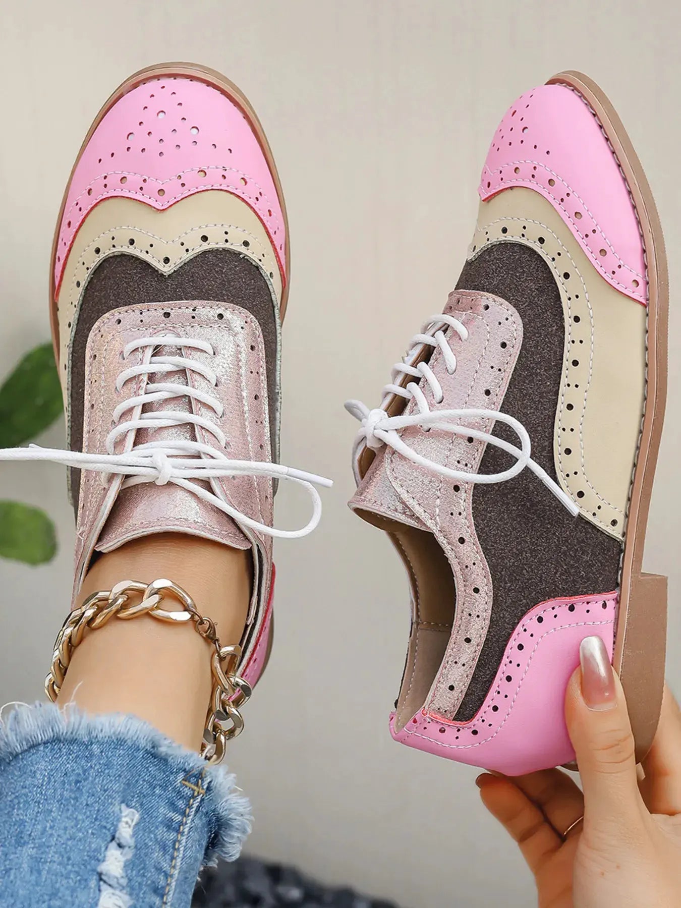 Round Toe Flats Color Block Loafers by Partner Label