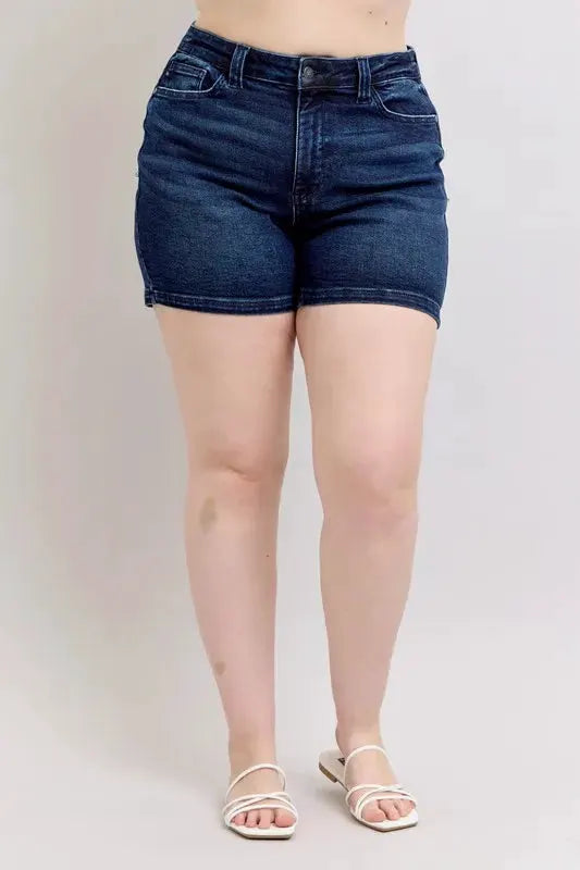 Judy Blue Full Size High Waist Back Flap Pocket Denim Shorts Plus Size by Judy Blue