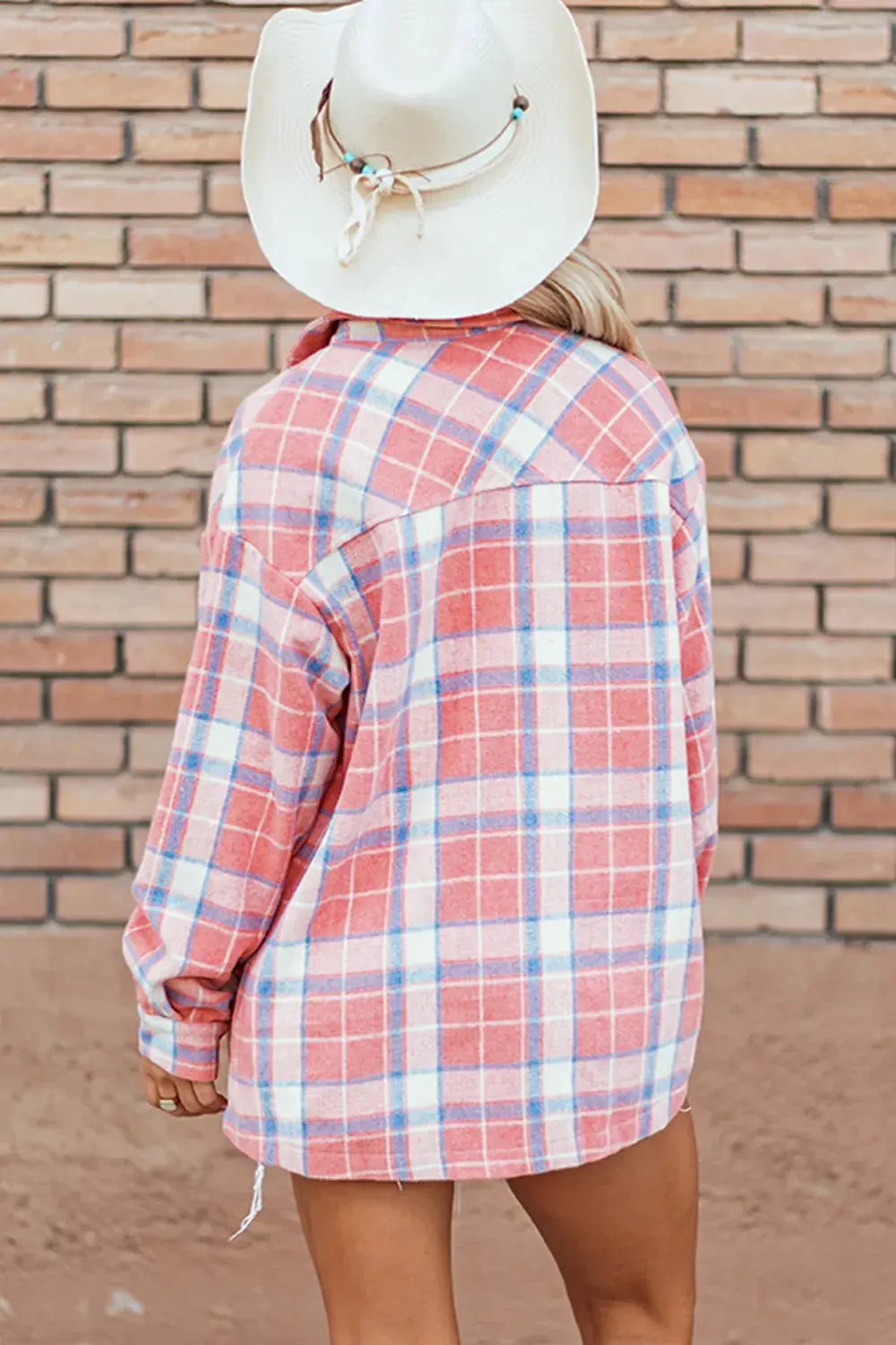 Plaid Button Up Long Sleeve Shacket by Partner Label