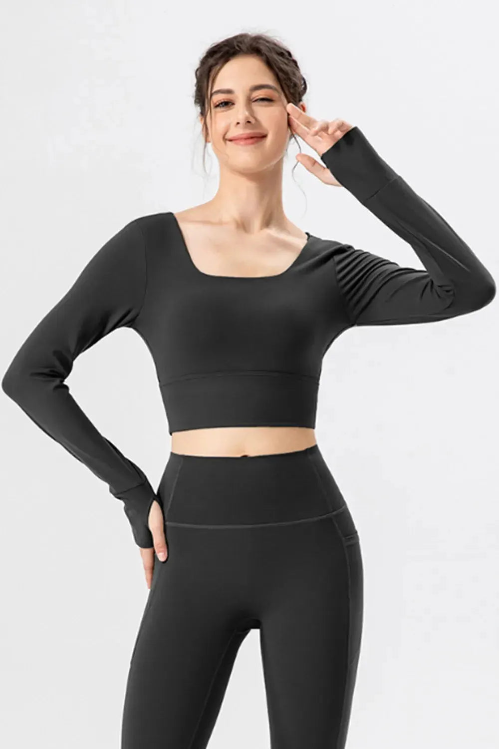 Square Neck Crisscross Active T-Shirt by Partner Label