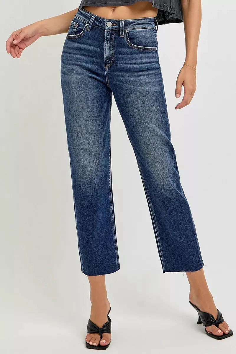 RISEN High Rise Slim Barrel Jeans by RISEN