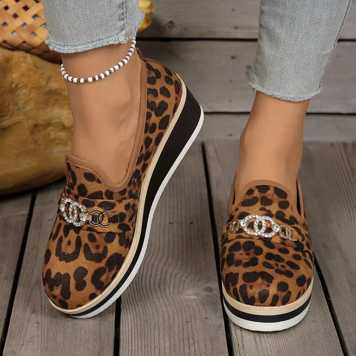 Leopard Print Platform Loafers by Partner Label