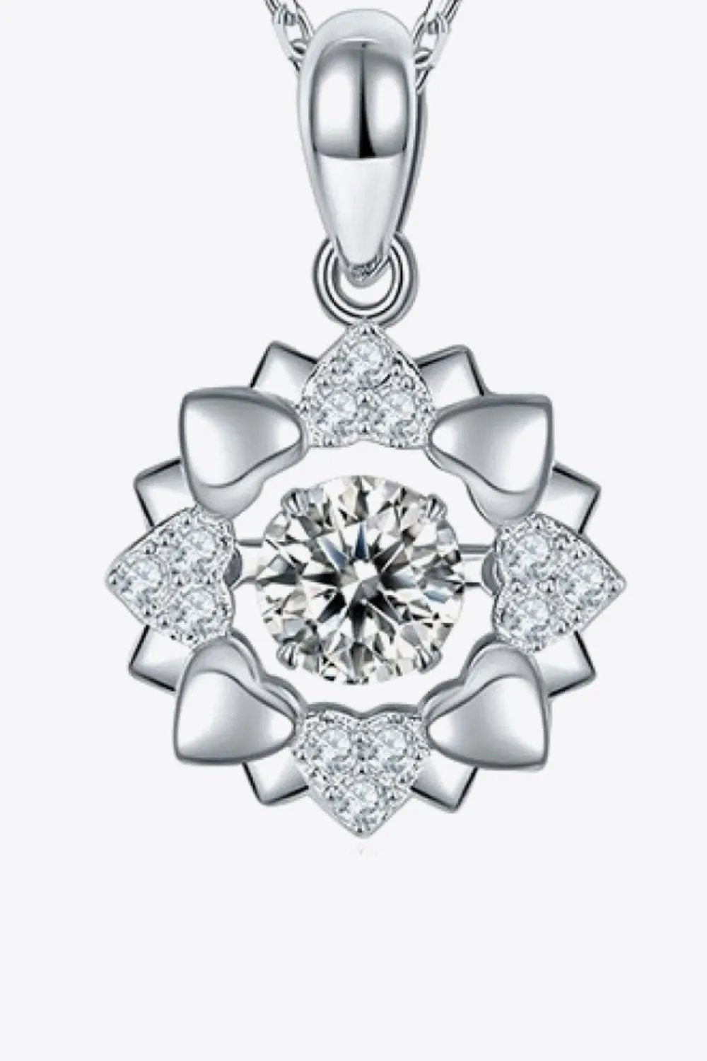 Moissanite Flower Shape Pendant Necklace by Partner Labels