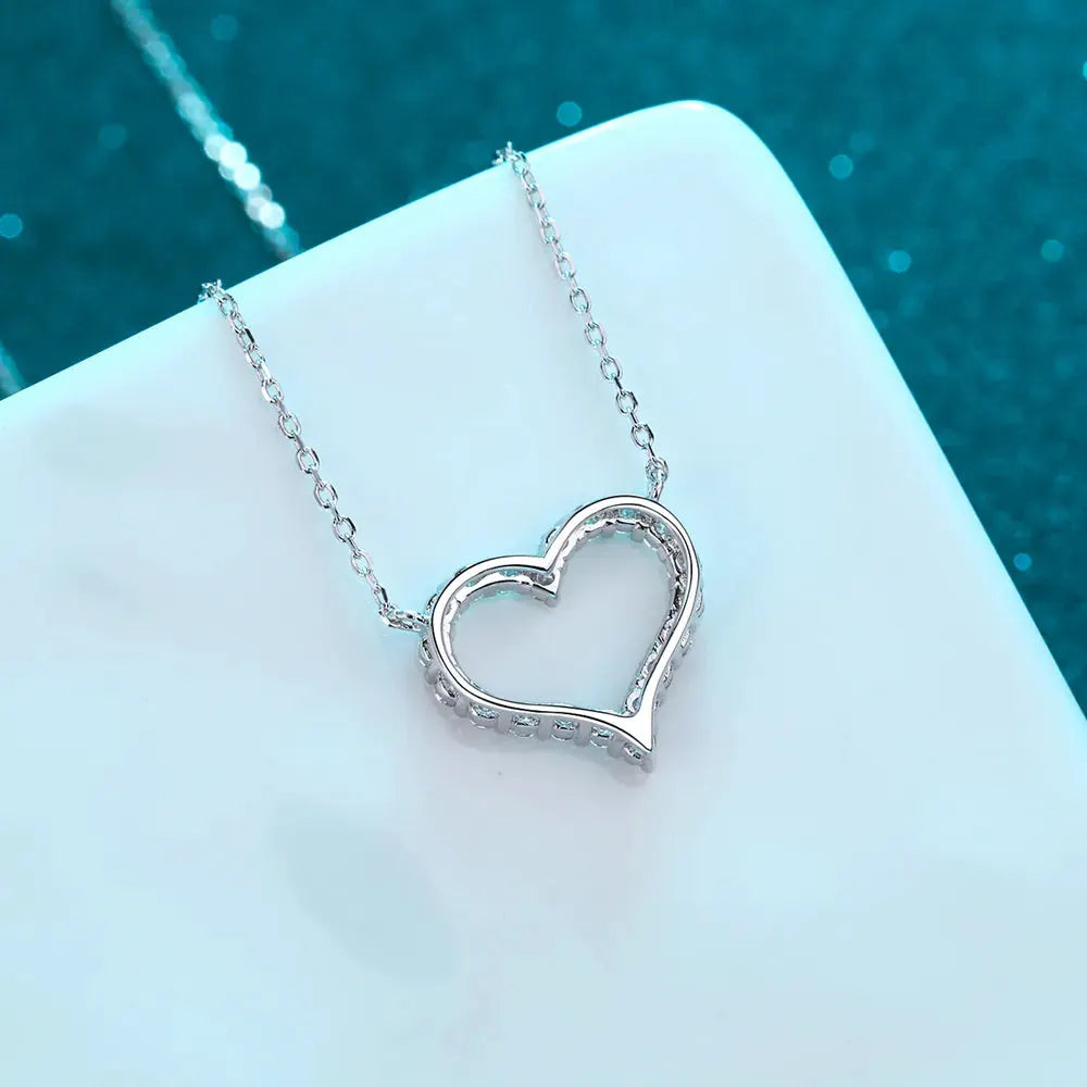 Moissanite 925 Sterling Silver Heart Shape Necklace by Partner Label