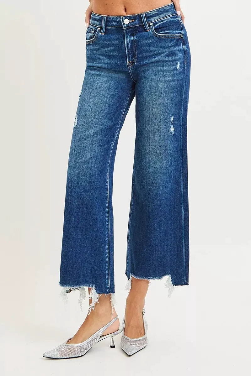 RISEN High Rise Crop Wide Leg Jeans by RISEN