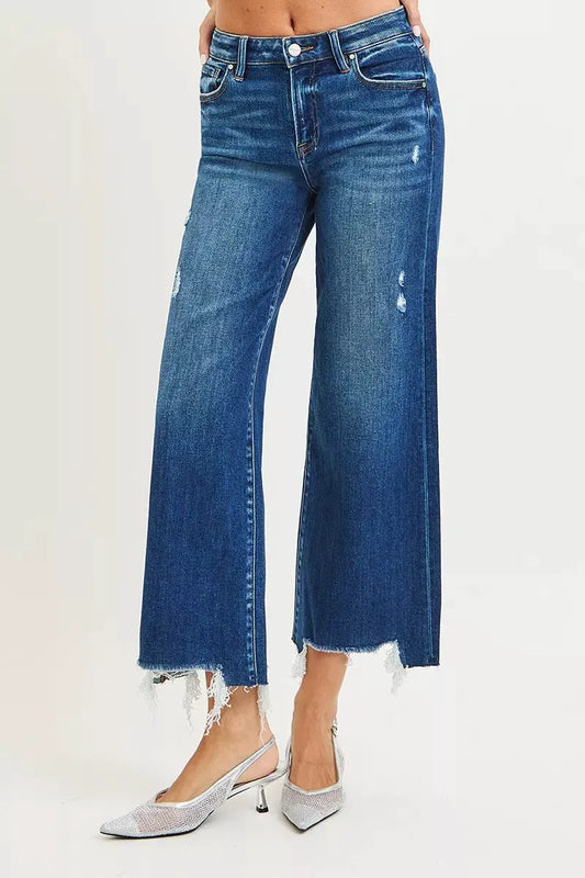 RISEN High Rise Crop Wide Leg Jeans by RISEN