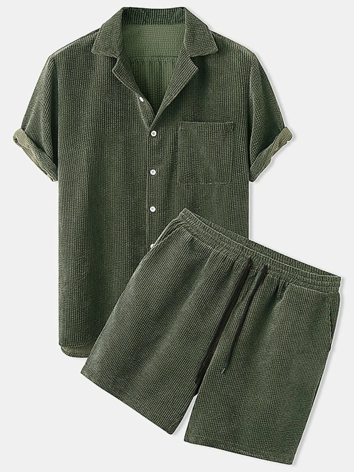 Men's Full Size Classic Textured Top and Shorts Set Plus Size by Trendsi