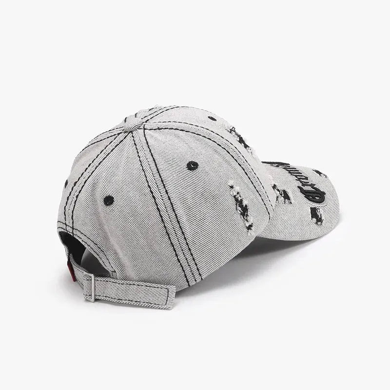 Distressed Letter Embroidered Baseball Cap by Partner Label