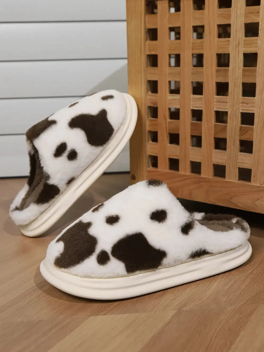 Animal Print Faux Fur Slippers by Partner Label