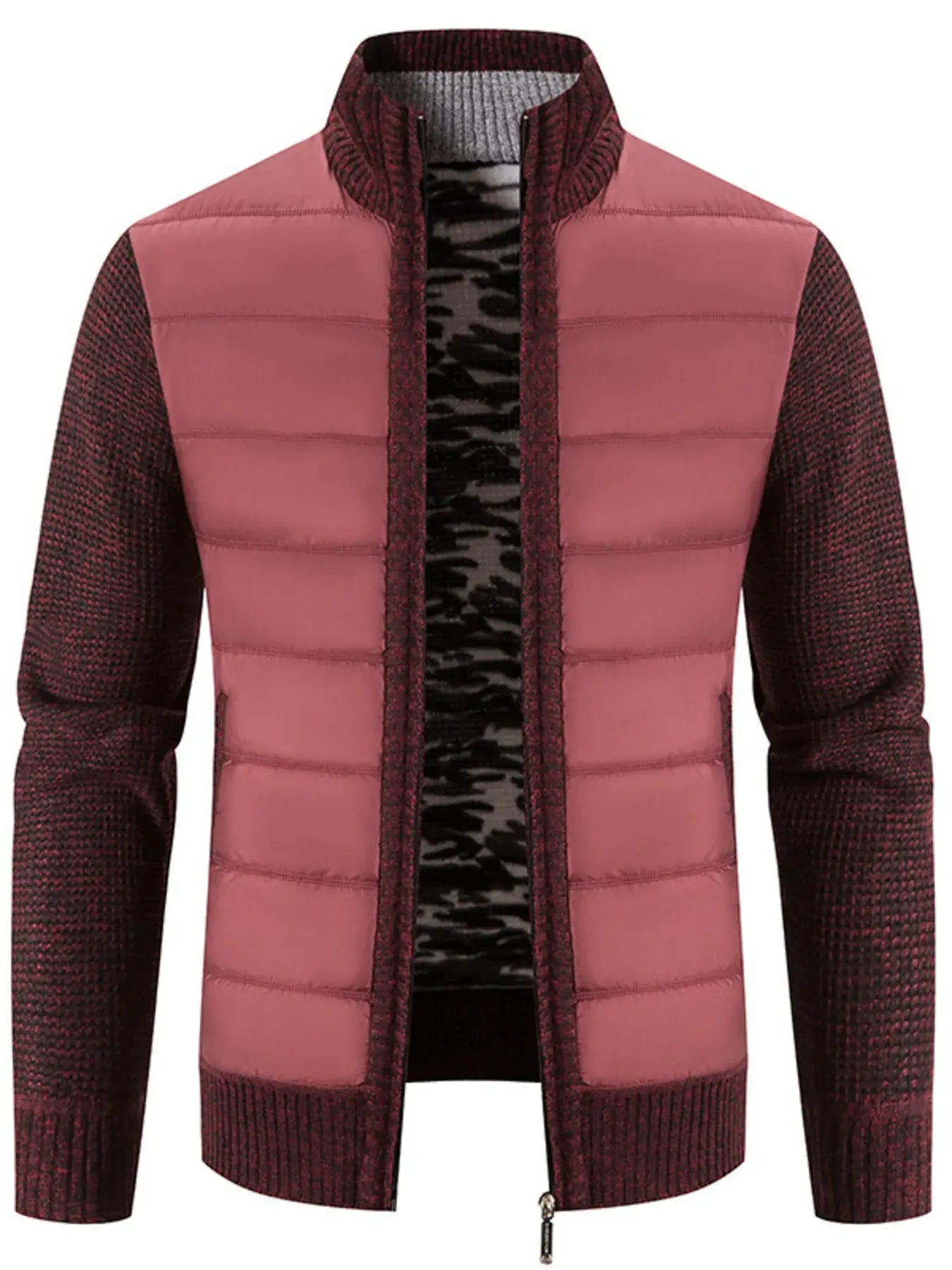 Men’s Plus Size Quilted Knit Bomber Jacket with Stand Collar | Partner Labels Selection by Partner Label