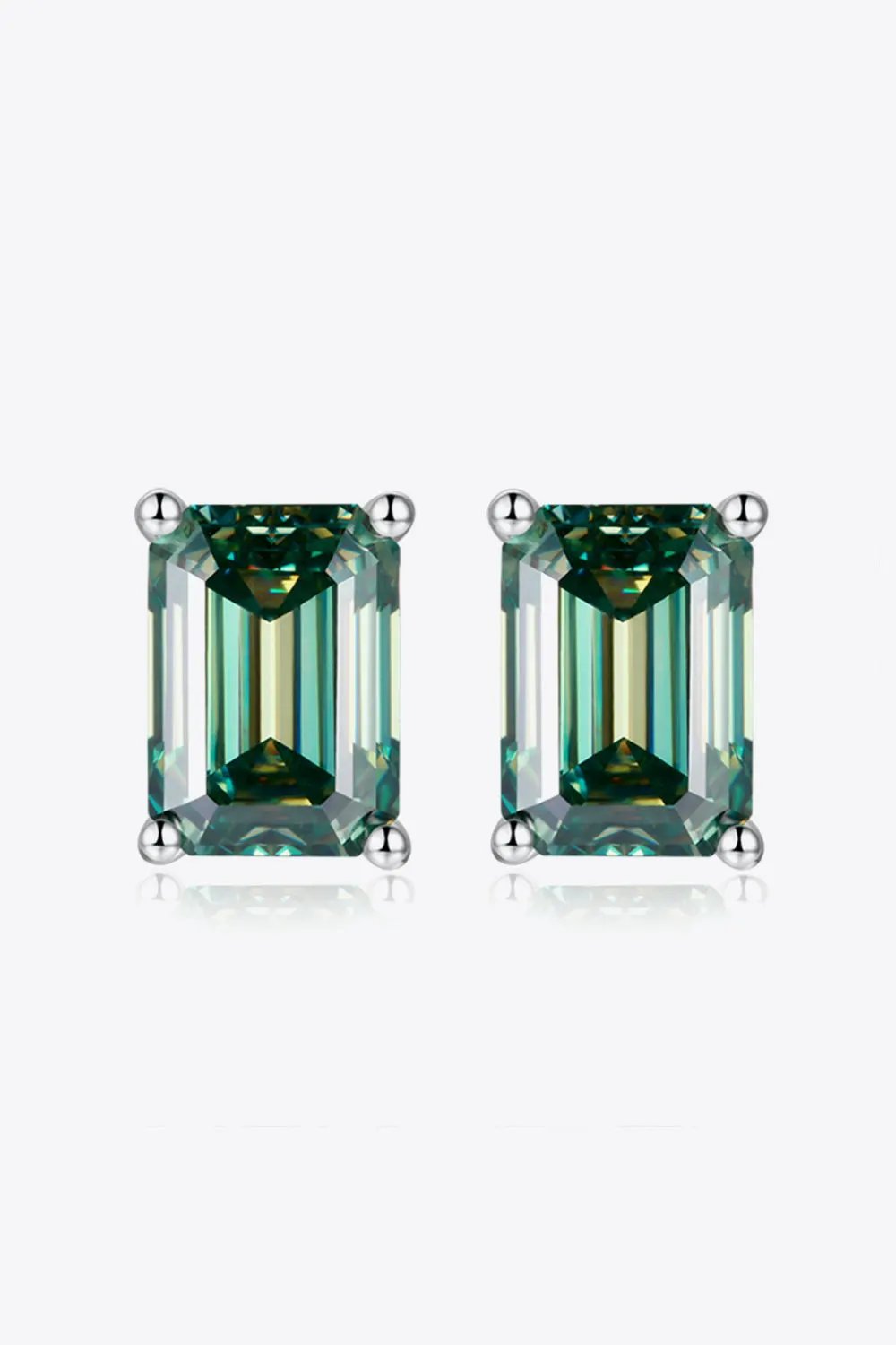 2 Carat Moissanite Stud Earrings in Green by Partner Label