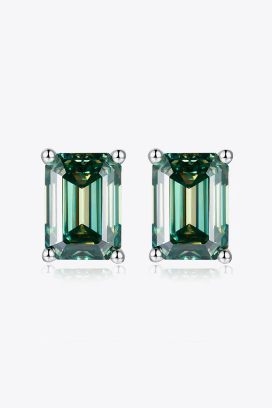 2 Carat Moissanite Stud Earrings in Green by Partner Label