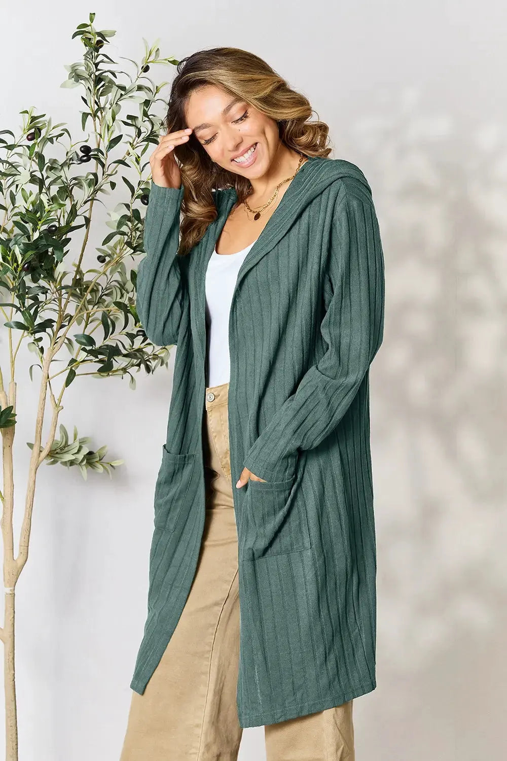 Basic Bae Full Size Hooded Sweater Cardigan by Basic Bae