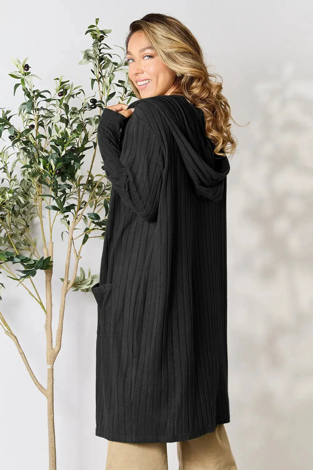 Basic Bae Full Size Hooded Sweater Cardigan by Basic Bae
