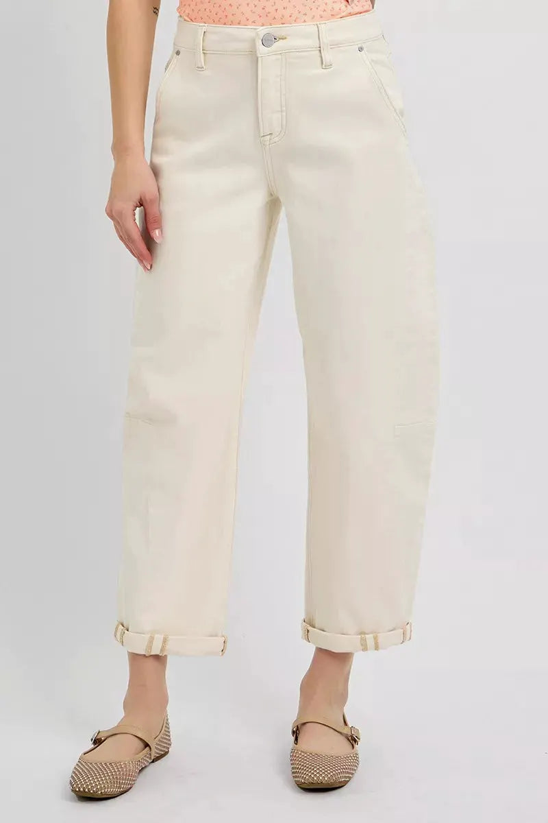 RISEN High Rise Relaxed Barrel Cuffed Jeans by RISEN
