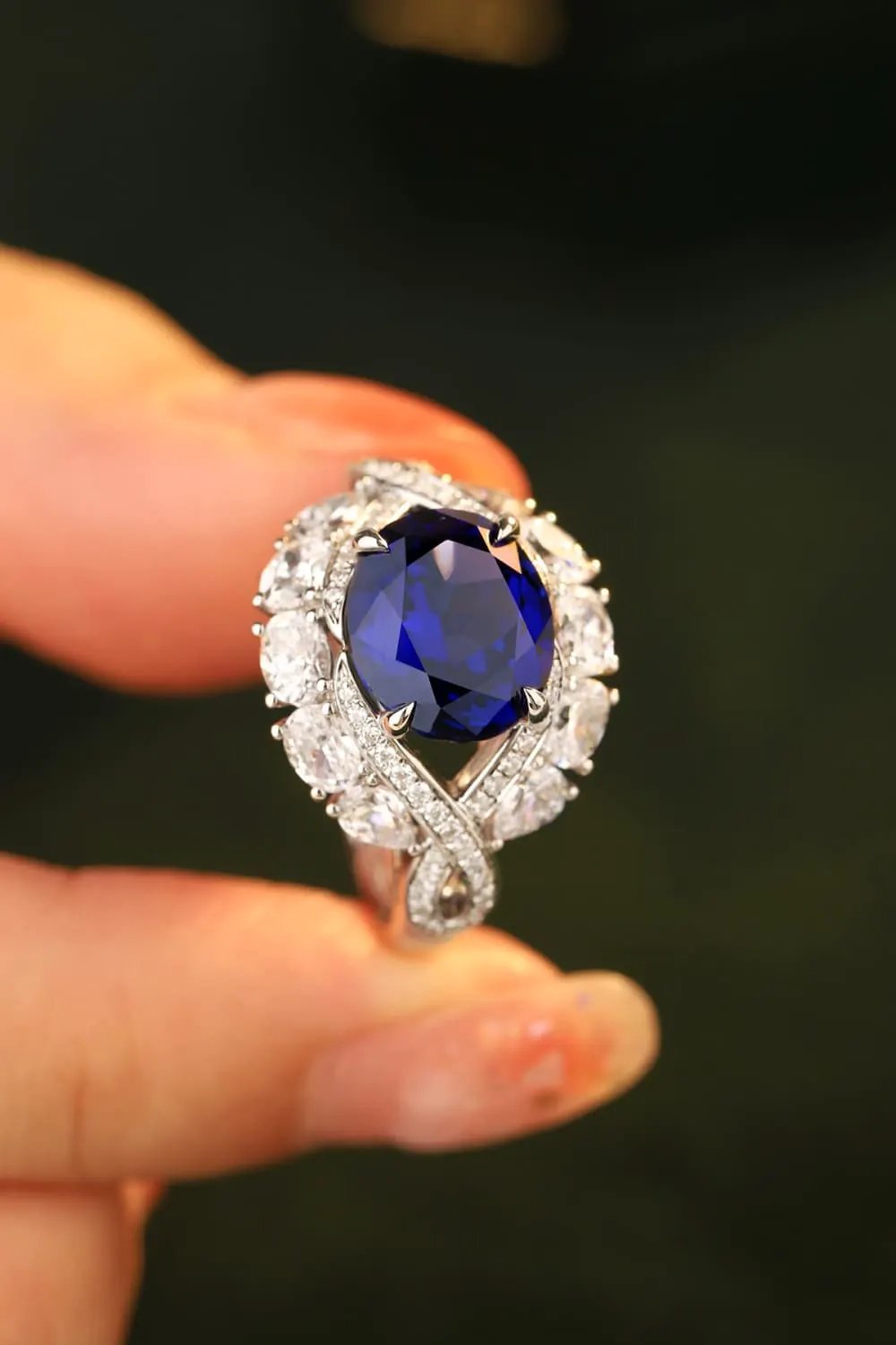 5 Carat Lab-Grown Sapphire Platinum-Plated Ring by Partner Label