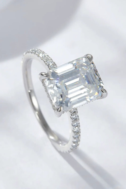 Emerald Cut 4 Carat Moissanite Side Stone Ring by Partner Label