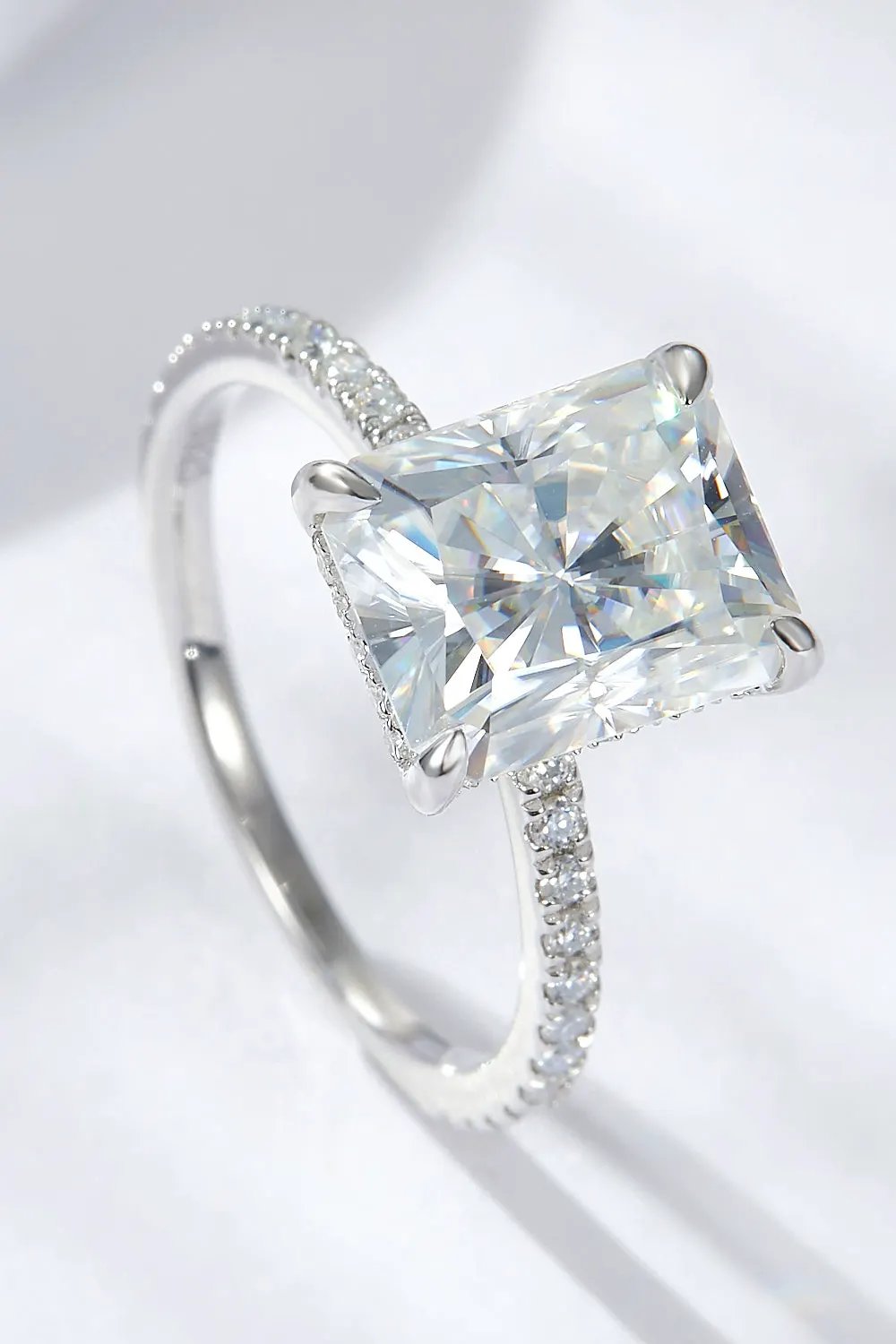 4 Carat Moissanite 4-Prong Side Stone Ring by Partner Label