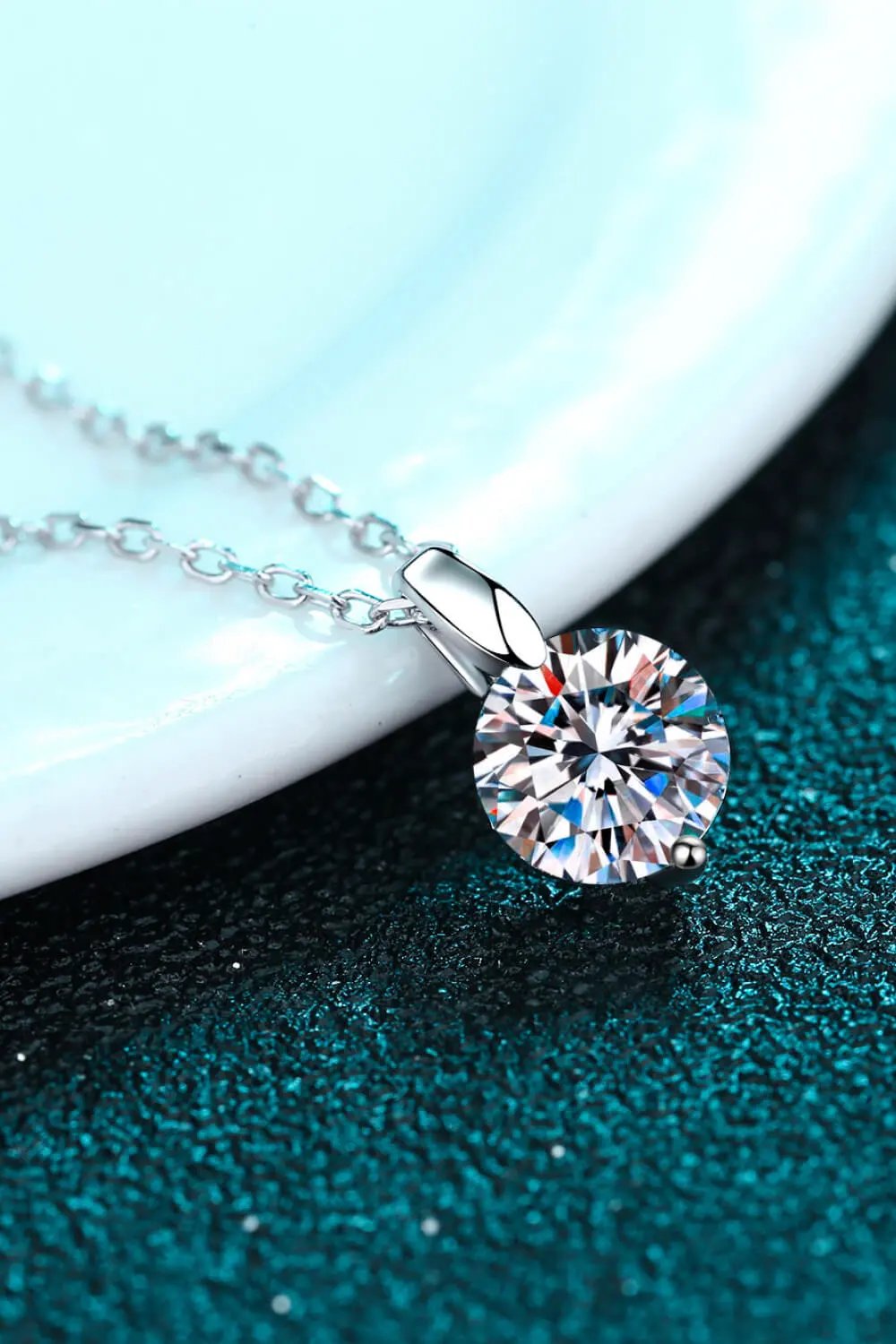 Minimalist 925 Sterling Silver Moissanite Pendant Necklace by Partner Labels