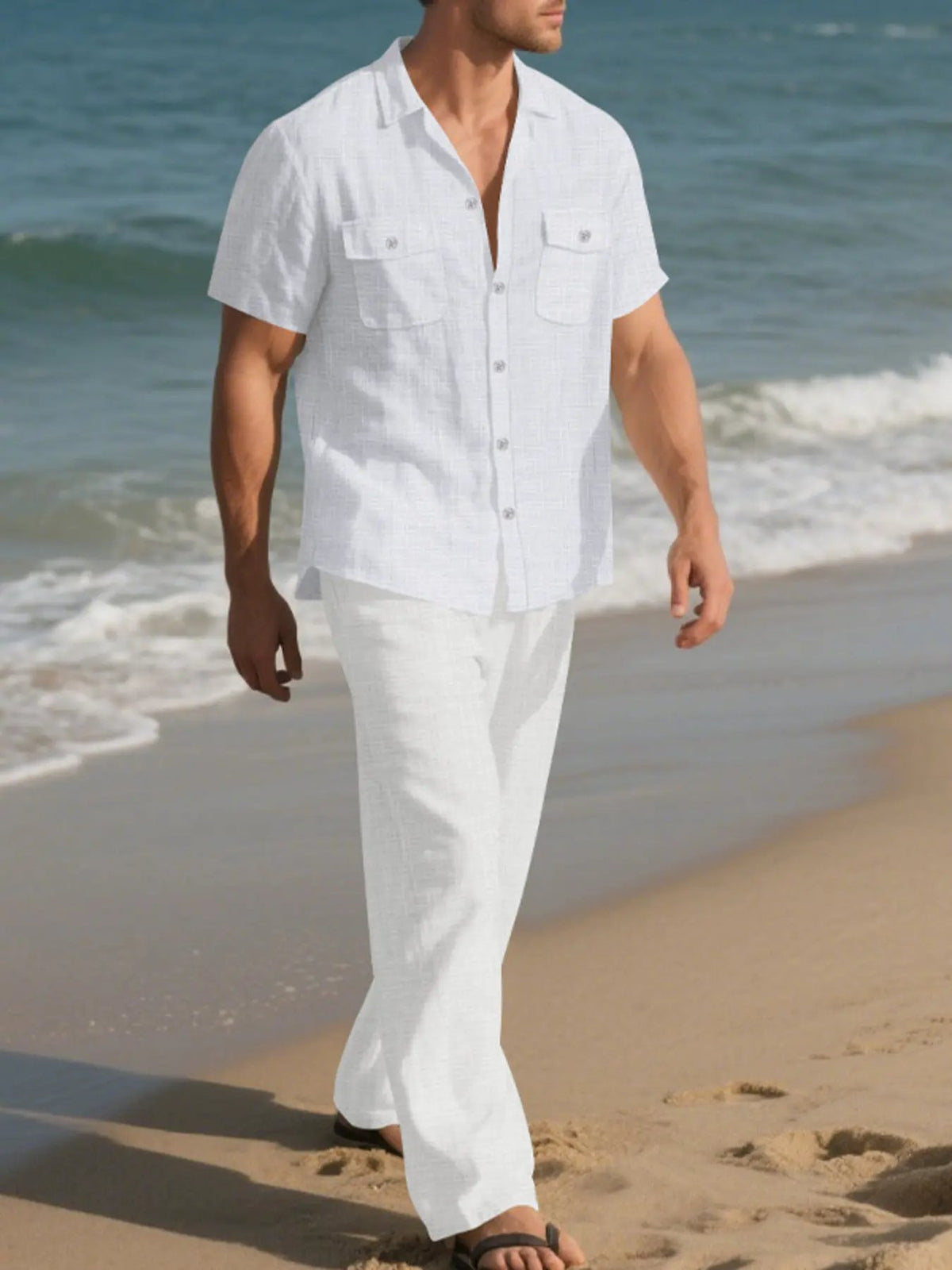 Men's Full Size Casual Button Up Shirt and Pants Set Plus Size by Trendsi
